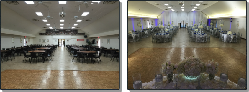 Reception Decorations before and after